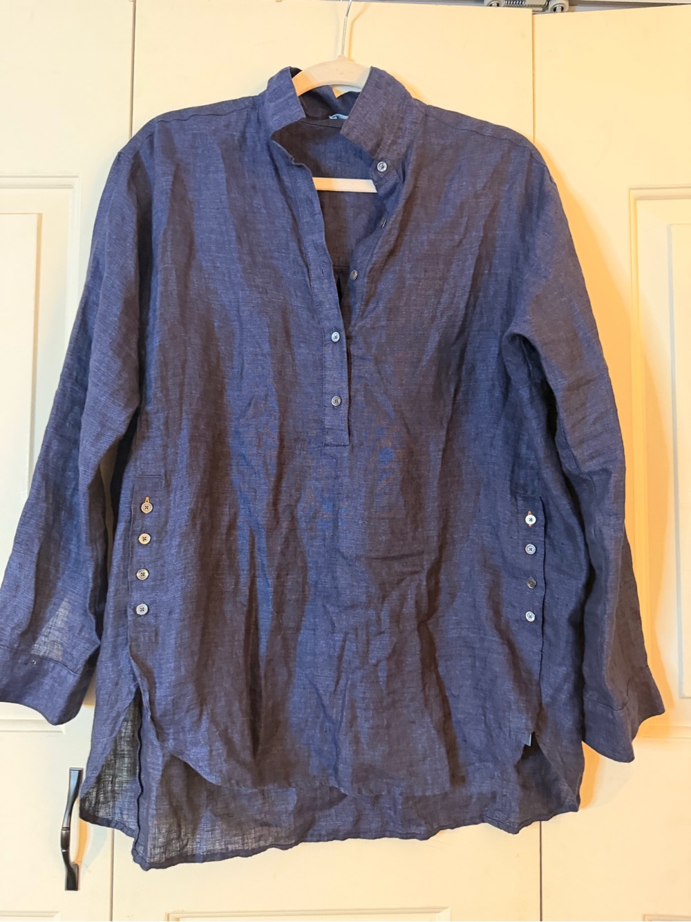 J. McLaughlin Navy Linen Shirt